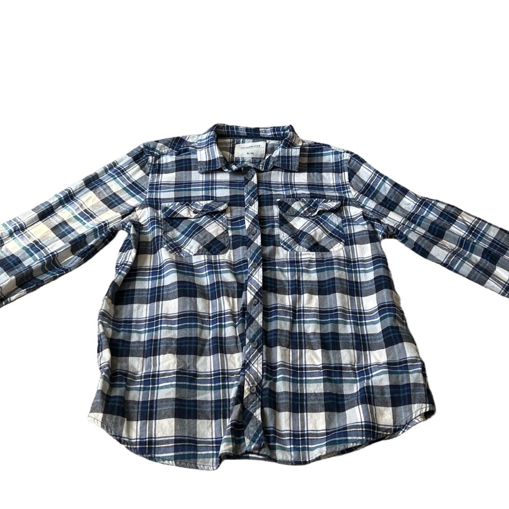 Women's Wind River Blue and White Plaid Button Up Shirt Size XL